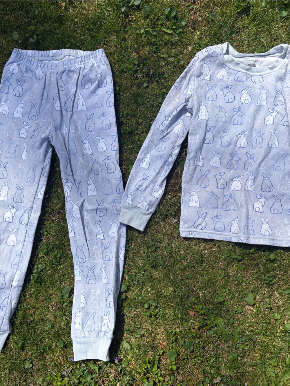 Janie and Jack Light Blue Cartoon Animal Pajama Set with Navy Sketches